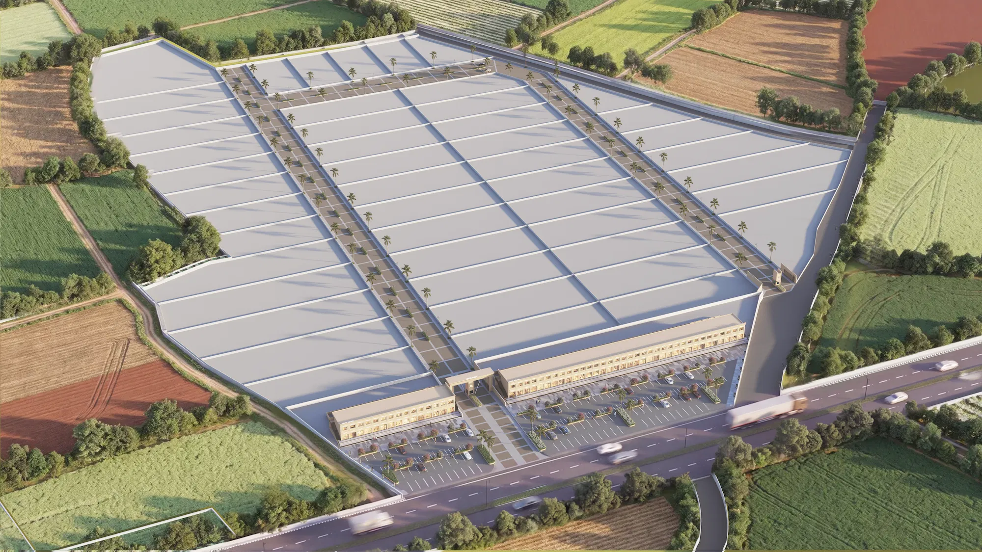 Aerial view of Mehta Square Commercial & Industrial Park in daylight
