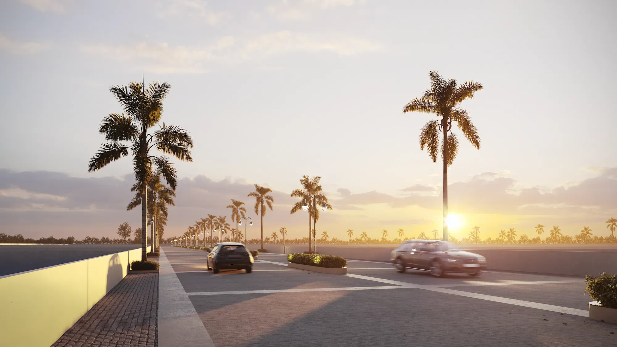 Internal road at sunset